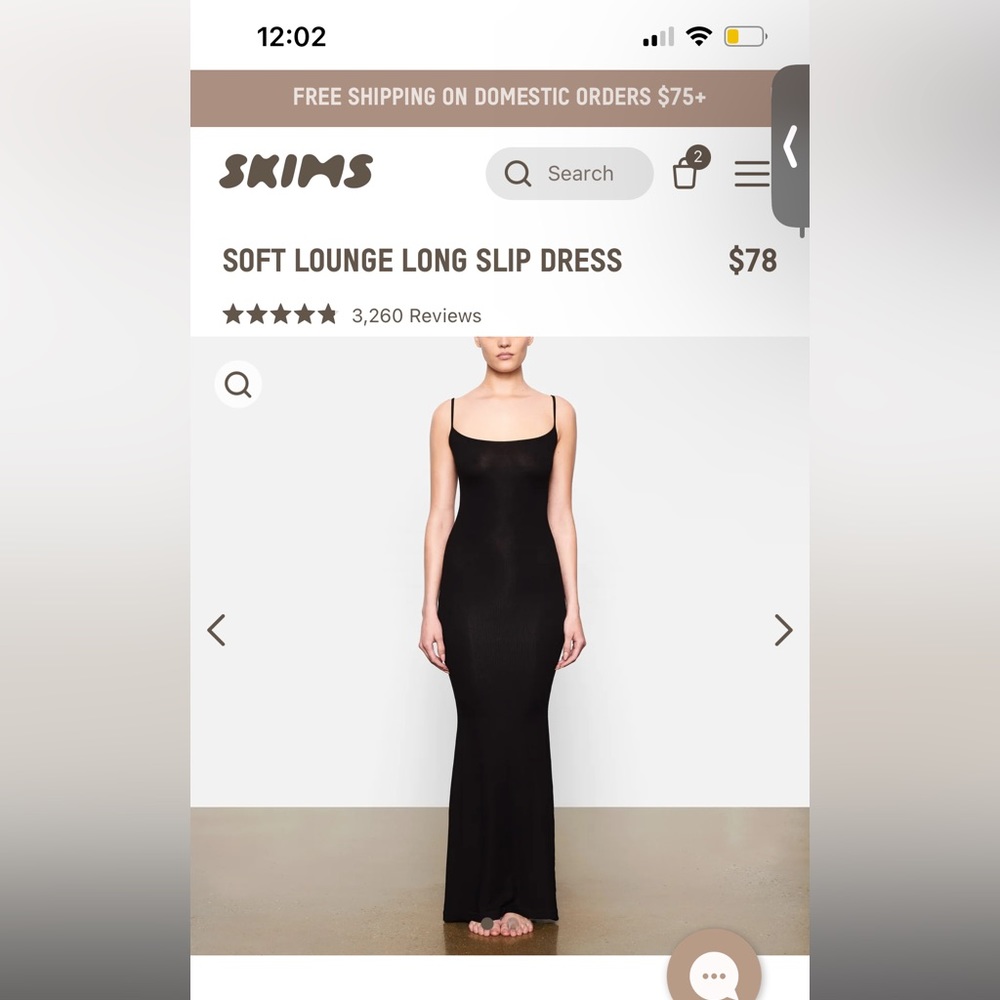 SKIMS Soft Lounge Long Slip Dress - Oynx